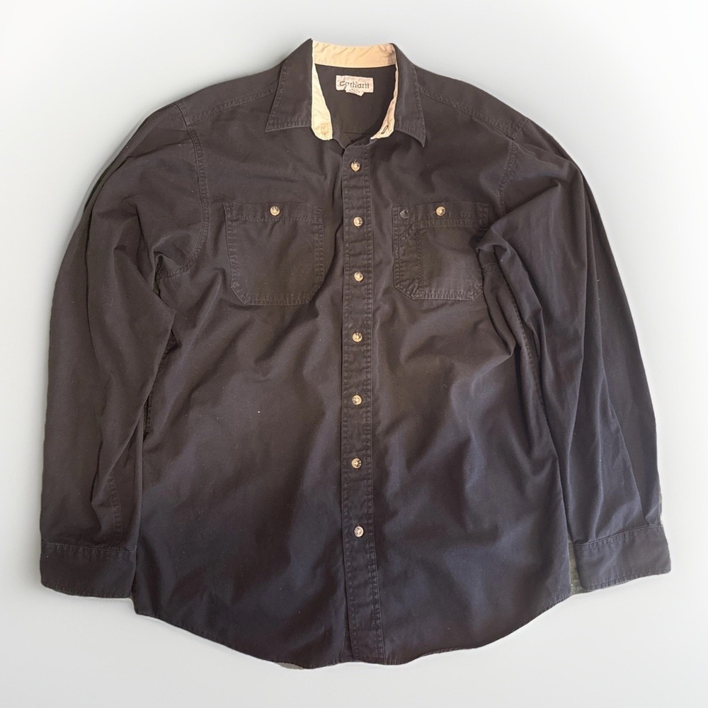 Men's Long Sleeve Carhartt Western Utility Farm Shirt Size Large/Tall L/T
